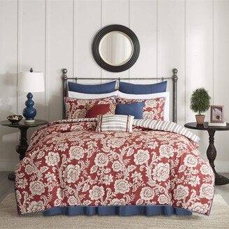 Gracie Mills Lucy 9 Piece Cotton Twill Reversible Comforter Set Red King