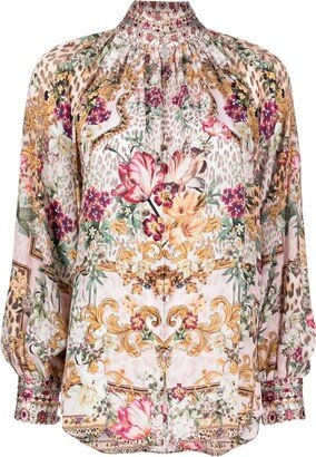 High-Neck Silk Blouse