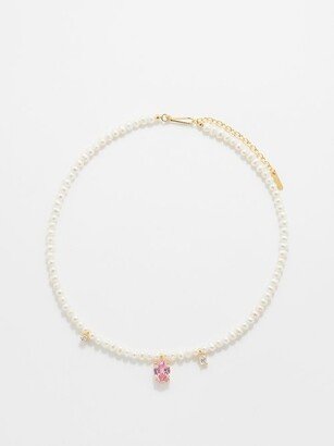 Pearl, Crystal & 14kt Gold-plated Necklace