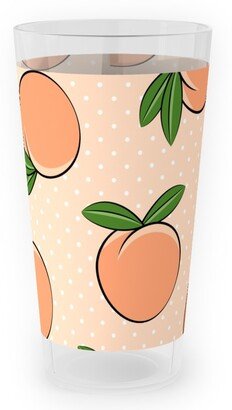 Outdoor Pint Glasses: Peachy Polka Dots - Peach Outdoor Pint Glass, Orange