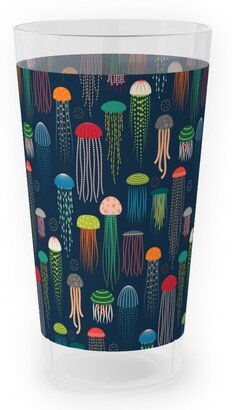 Outdoor Pint Glasses: Just Jellies - Rainbow On Navy Outdoor Pint Glass, Multicolor