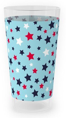 Outdoor Pint Glasses: Scattered Stars - Blue Red And White Outdoor Pint Glass, Blue