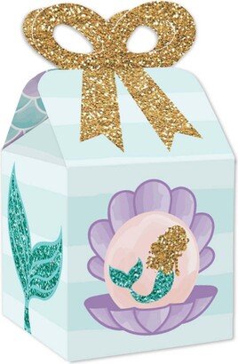 Big Dot of Happiness Let's Be Mermaids - Square Favor Gift Boxes - Baby Shower or Birthday Party Bow Boxes - Set of 12