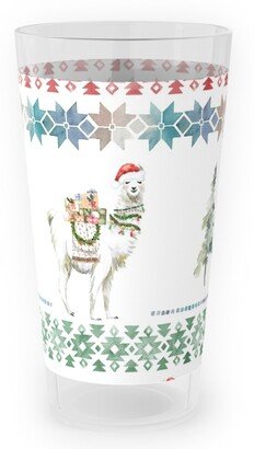 Outdoor Pint Glasses: Christmas Llama Sweater Print - Multi Outdoor Pint Glass, Multicolor