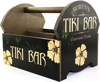 Customized Wooden Condiment Caddy - Table Wood Holder Carrier Tiki Design Tropical