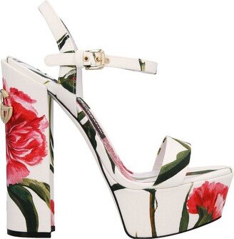 Floral Printed Buckled Platform Sandals