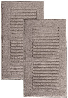 Vague Turkish Cotton Bath Mat - Beige - Set of 2