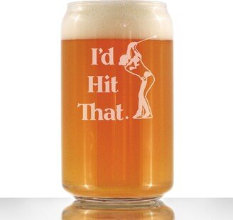 I'd Hit That - Beer Can Shaped Pint Glass Funny Unique Golfing Themed Gifts For Golfers & Dads Who Love To Golf 16 Oz Glasses