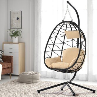 TiramisuBest Wicker Swing Chair Hanging Egg Chair with Stand for Indoor/Outdoor