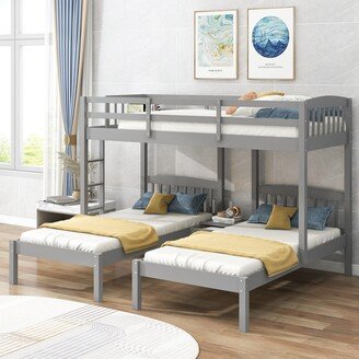 GEROJO Twin & Twin Bunk Bed with Middle Drawer & Guardrail