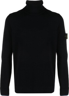 Compass-motif roll-neck sweater