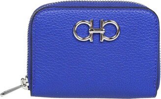 Gancini Card Holder In Lapis Color Leather