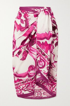 Frayed Printed Cotton-voile Pareo - Pink