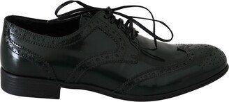 Green Leather Broque Oxford Wingtip Women's Shoes