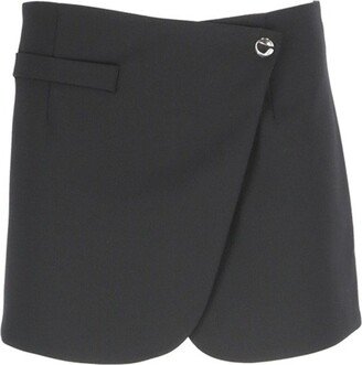 High-Waist Wrap Tailored Mini Skirt