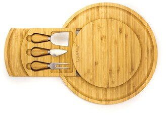 Bamboo Multi-Level Cheese Board Set with 3 Tools, 6 Piece