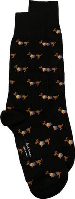 Dog-Embroidered Ankle Socks