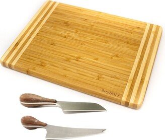 Bamboo 3Pc Striped Cutting Board And Aaron Probyn Cheese Knives Set-AA