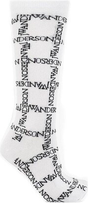 Monogram-Knitted Stretched Socks