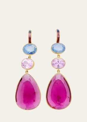 Munnu Gem Palace Natural Sapphire, Amethyst and Rubellite Earrings with Tourmaline