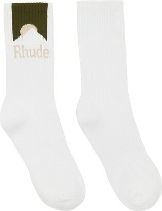 White & Green Mountain Logo Socks