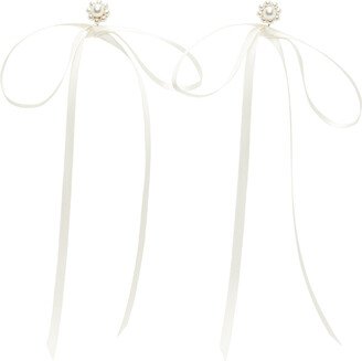 White Bow Ribbon Stud Earrings