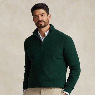 Ralph Lauren Mesh-Knit Cotton Quarter-Zip Sweater-AC