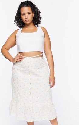 Plus Size Floral Print Shell Midi Skirt