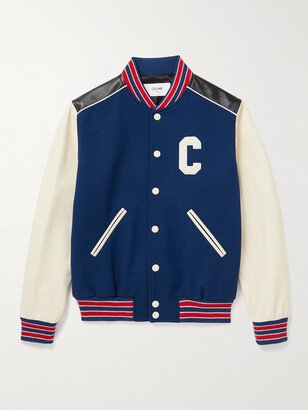 Logo-Appliquéd Wool-Blend and Leather Varsity Jacket