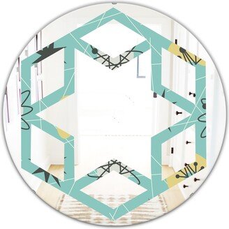 Designart '1950 Retro Pattern I' Printed Modern Round or Oval Wall Mirror - Hexagon Star