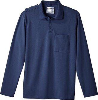 Silverts 50780 Adaptive Open Back Polo Shirt with Long Sleeve (Dark Navy) Men's Clothing