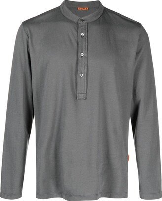 Long-Sleeve Cotton Polo Shirt-AJ