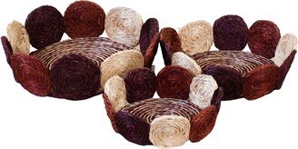 Likhâ Rust And Mauve Handwoven Storage Basket - Fruit Basket, Set Of Three