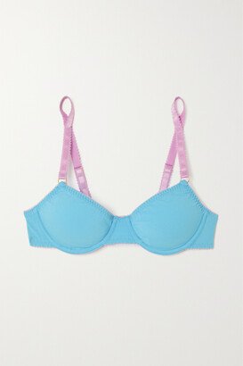 Peony Organic Cotton-blend Underwired Bra - Blue