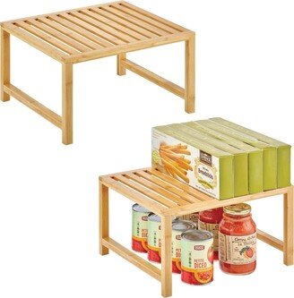 mDesign Wooden Stackable Shelf - Kitchen Food Organizer - 2 Pack, Natural Bamboo