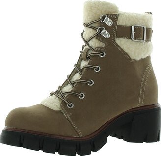 Coen Womens Faux Suede Lugged Sole Combat & Lace-up Boots