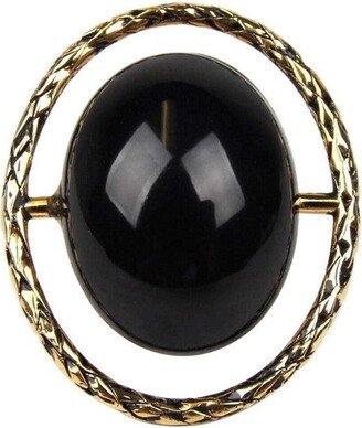 Women's Black Center Brass Metal Rope Oval Ring 440489 8260