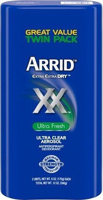 Arrid XX Extra Extra Dry Ultra Clear Aerosol Antiperspirant & Deodorant Ultra Fresh Twin Pack - 6oz/2pk