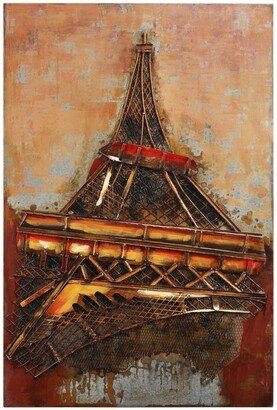 Eiffel Tower 1 Mixed Media Iron Hand Painted Dimensional Wall Art, 48 x 32 x 2.2