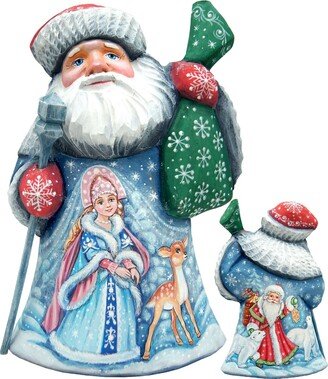 G.DeBrekht Woodcarved Hand Painted Mr. and Mrs. Santa Figurine