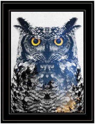 Night Owl by andreas Lie, Ready to hang Framed Print, Black Frame, 15 x 19