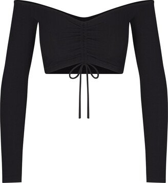 Soft Lounge Ruched Long Sleeve Top | Onyx