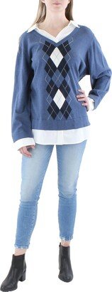 Plus Womens Causal Pattern Pullover Top