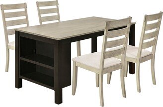 IGEMAN Farmhouse Rustic Style 5-piece Wooden Dining Set-AB