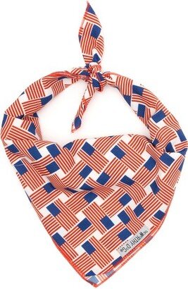 The Worthy Dog Patchwork Flag Bandana Accessory - Red/White/Blue - L