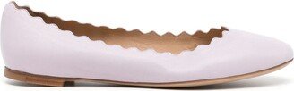 Lauren scallop-edge leather ballerina shoes