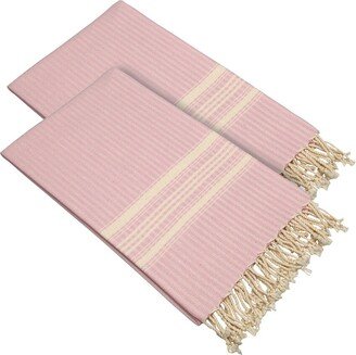 Set Of 2 Luxe Herringbone Turkish Cotton Pestemal Beach Towels-AB