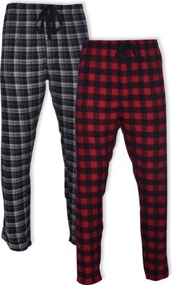 Hanes Platinum Hanes Men's Big and Tall Flannel Sleep Pant, 2 Pack - Red/Black Buffalo Check and Black Plaid