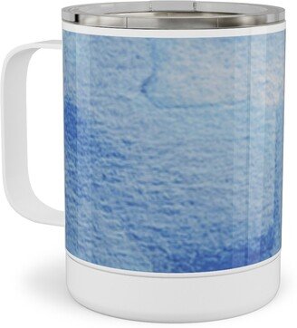 Travel Mugs: Watercolor Rorscharch - Blue Stainless Steel Mug, 10Oz, Blue