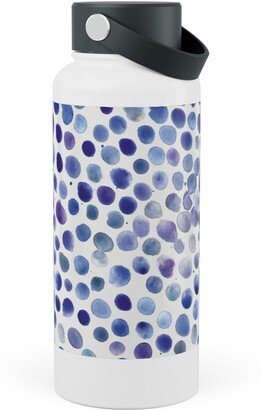 Photo Water Bottles: Watercolor Finger Dots - Blue Stainless Steel Wide Mouth Water Bottle, 30Oz, Wide Mouth, Blue